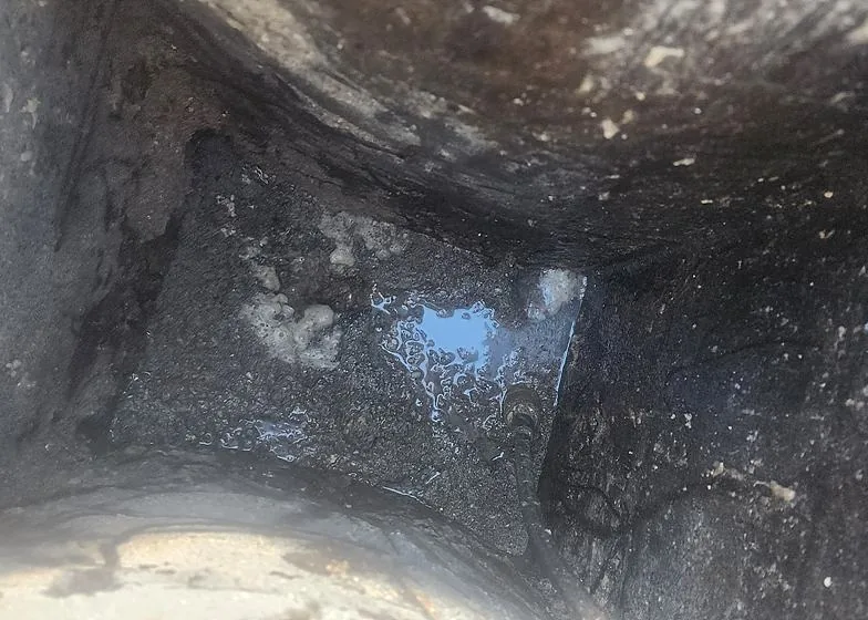 김제 프랜차이즈 매장 물이 빠진 뒤 드러난 많은 양의 기름덩어리